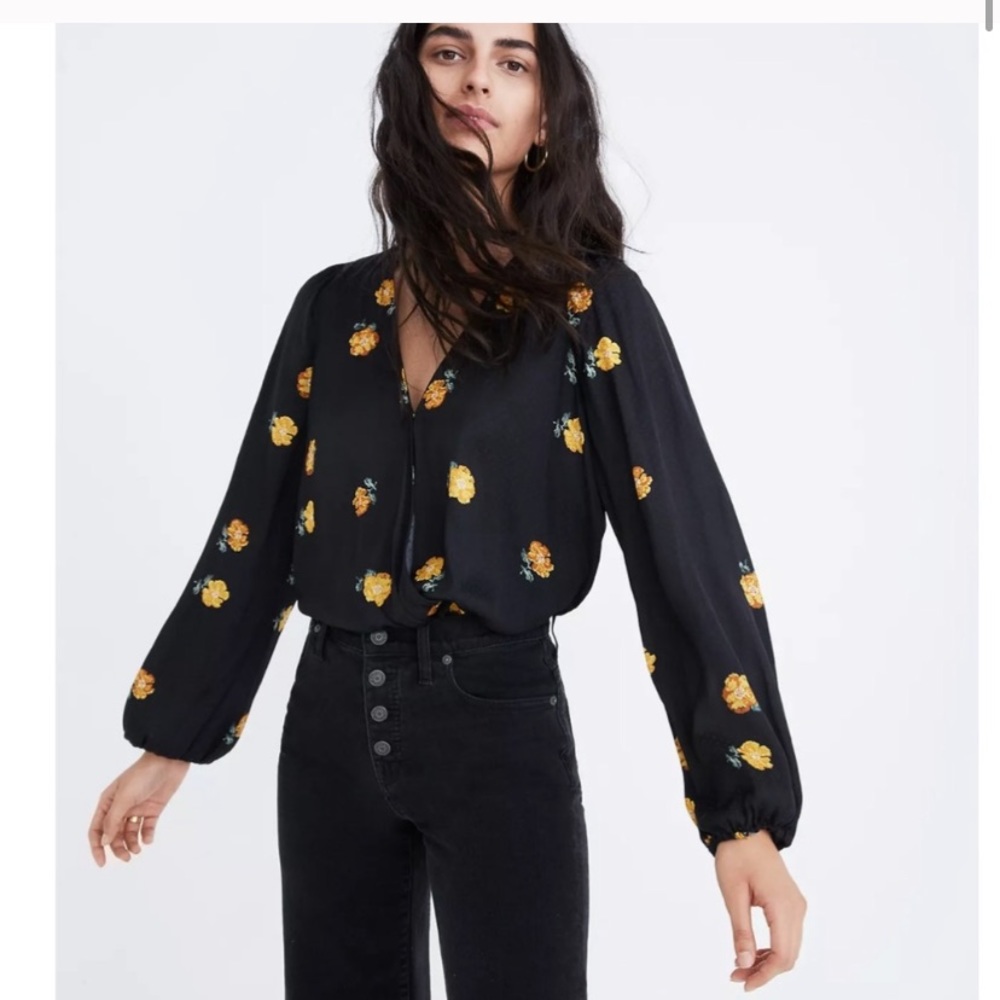 Madewell silk wrap top